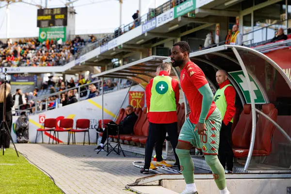 Afimico Pululu, Korona Kielce ve Jagiellonia Bialystok (Maciej Rogowski) takımları arasındaki PKO BP Ekstraklasa maçı sırasında görüldü.)