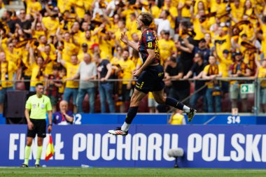 Danijel Loncar, Legia Warszawa ve Pogon Szczecin (Maciej Rogowski) takımları arasında oynanan 2025 Polonya Kupası finalinde gol attıktan sonra görüldü.)