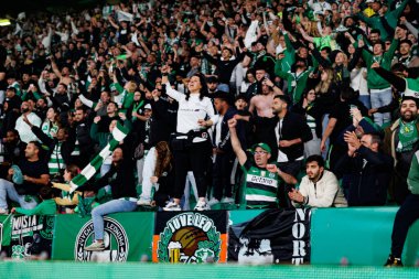  Spor taraftarları Liga Portekiz maçı sırasında Estadio Jose Alvalade 'de (Maciej Rogowski) spor takımları ile Gil Vicente FC arasında görüldü.)