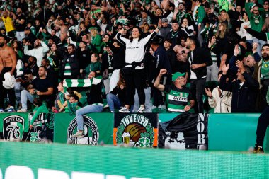  Spor taraftarları Liga Portekiz maçı sırasında Estadio Jose Alvalade 'de (Maciej Rogowski) spor takımları ile Gil Vicente FC arasında görüldü.)