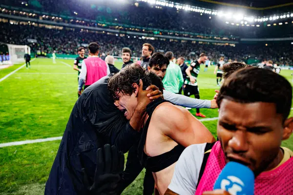 Sporcu Oyuncuları, Liga Portekiz maçı sırasında Estadio Jose Alvalade 'de (Maciej Rogowski) oynayan Sporting CP ve Gil Vicente FC takımları arasında Eduardo Quaresma' dan gol üstüne gol atarken görülüyor.)