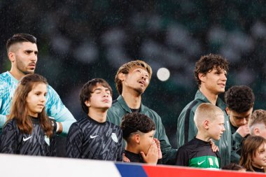 Rui Silva, Hidemasa Morita ve Eduardo Quaresma, Liga Portekiz maçı sırasında Estadio Jose Alvalade 'deki spor takımları ile Gil Vicente FC arasında görüldü (Maciej Rogowski)