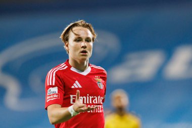 Andreas Schjelderup, Liga Portekiz maçı sırasında Estoril Praia ve SL Benfica takımları arasında Estadio Antonio Coimbra da Mota (Maciej Rogowski)