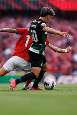 Angel Di Maria ve Maximiliano Araujo Liga Portekiz maçı sırasında SL Benfica ve Sporting CP (Maciej Rogowski)