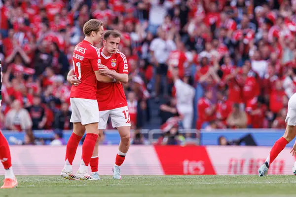 Andreas Schjelderup ve Kerem Akturkoglu, Liga Portekiz maçında SL Benfica ve Sporting CP (Maciej Rogowski)