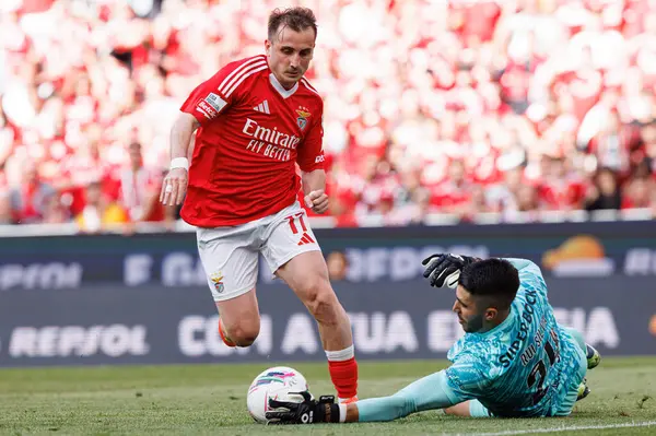 SL Benfica ve Sporting CP (Maciej Rogowski) takımları arasında Liga Portekiz maçında Kerem Akturkoglu ve Rui Silva görüldü)