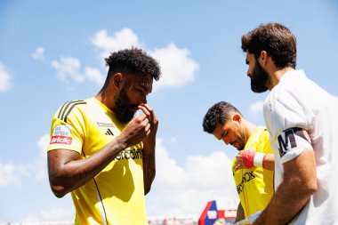 Cristian Castro Devenish, Liga Portekiz maçı sırasında Estrela Amadora ve AVS Futebol SAD takımları arasında Estadio Jose Gomes 'de (Maciej Rogowski)