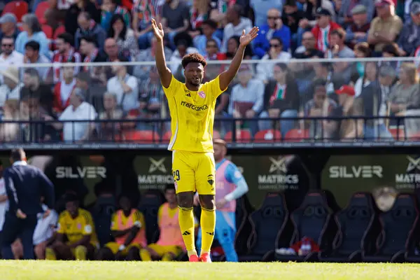 Ze Luis, Liga Portekiz maçında gol attıktan sonra Estrela Amadora ve AVS Futebol SAD takımları arasında Estadio Jose Gomes 'de (Maciej Rogowski)