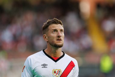 İvan Balliu, Estadio de Vallecas 'ta Rayo Vallecano ve Real Betis Balompie (Maciej Rogowski) takımları arasında oynanan LaLiga EA SPORTS maçı sırasında görüldü.