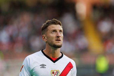 İvan Balliu, Estadio de Vallecas 'ta Rayo Vallecano ve Real Betis Balompie (Maciej Rogowski) takımları arasında oynanan LaLiga EA SPORTS maçı sırasında görüldü.