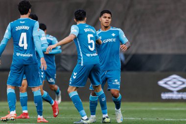 Cucho Hernandez, Estadio de Vallecas 'taki Rayo Vallecano ve Real Betis Balompie (Maciej Rogowski) takımları arasında oynanan LaLiga EA SPORTS maçında gol attıktan sonra kutlama yaparken görüldü.