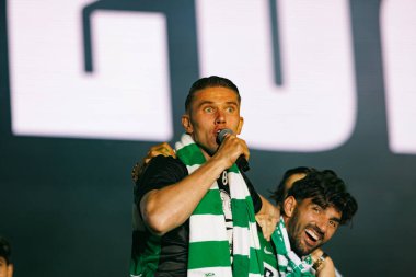 Viktor Gyokeres ve Ricardo Esgaio, Marques de Pombal 'da (Maciej Rogowski) ünvan kazandıktan sonra Sportif CP kutlamaları sırasında görüldü.)