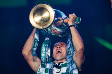 Viktor Gyokeres, Marques de Pombal 'da (Maciej Rogowski) unvanı kazandıktan sonra Sporting CP kutlamaları sırasında görüldü)