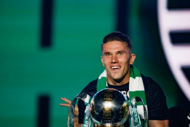 Viktor Gyokeres, Marques de Pombal 'da (Maciej Rogowski) unvanı kazandıktan sonra Sporting CP kutlamaları sırasında görüldü)