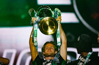 Morten Hjulmand, Marques de Pombal 'da (Maciej Rogowski) şampiyon olduktan sonra Sportif CP kutlamaları sırasında görüldü.)