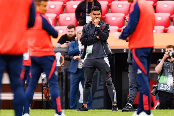 Manchester United FC sırasında görülen Casemiro, UEFA Avrupa Ligi Finalinden önce (Maciej Rogowski)