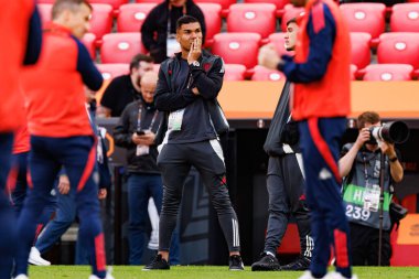 Manchester United FC sırasında görülen Casemiro, UEFA Avrupa Ligi Finalinden önce (Maciej Rogowski)