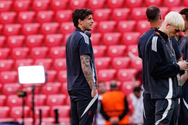 Victor Lindelof Manchester United FC sırasında UEFA Avrupa Ligi Finali 'nden önce etrafta dolaşırken görüldü (Maciej Rogowski)