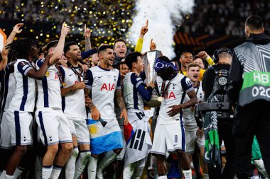 Tottenham takımı UEFA Avrupa Ligi 2025 final maçında Tottenham Hotspur FC ve Manchester United FC (Maciej Rogowski)
