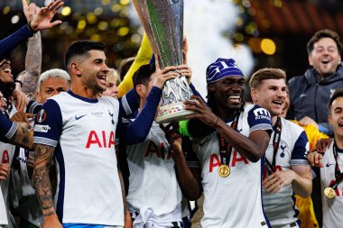Tottenham takımı UEFA Avrupa Ligi 2025 final maçında Tottenham Hotspur FC ve Manchester United FC (Maciej Rogowski)
