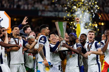 Tottenham takımı UEFA Avrupa Ligi 2025 final maçında Tottenham Hotspur FC ve Manchester United FC (Maciej Rogowski)