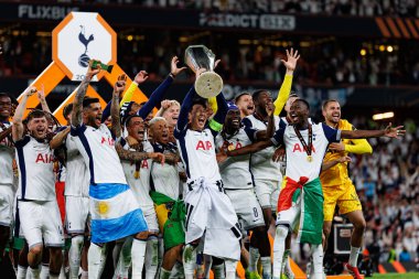 Tottenham takımı UEFA Avrupa Ligi 2025 final maçında Tottenham Hotspur FC ve Manchester United FC (Maciej Rogowski)