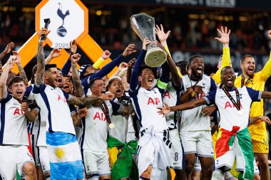 Tottenham takımı UEFA Avrupa Ligi 2025 final maçında Tottenham Hotspur FC ve Manchester United FC (Maciej Rogowski)