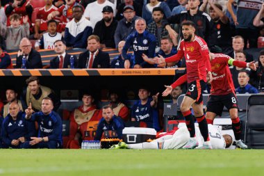 Noussair Mazraoui, UEFA Avrupa Ligi 2025 final maçında Tottenham Hotspur FC ve Manchester United FC (Maciej Rogowski)
