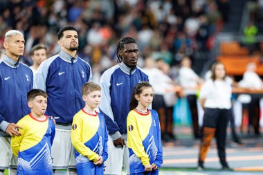 Richarlison, Dominic Solanke ve Yves Bissouma UEFA Avrupa Ligi 2025 final maçında Tottenham Hotspur FC ve Manchester United FC (Maciej Rogowski)