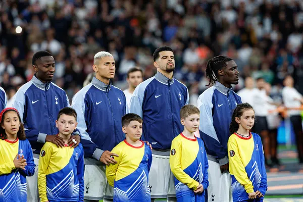 Tottenham oyuncuları UEFA Avrupa Ligi 2025 final maçında Tottenham Hotspur FC ve Manchester United FC (Maciej Rogowski)