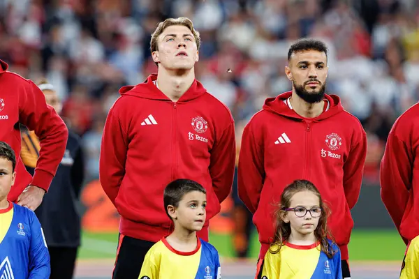 Rasmus Hojlund ve Noussair Mazraoui, UEFA Avrupa Ligi 2025 final maçında Tottenham Hotspur FC ve Manchester United FC (Maciej Rogowski)