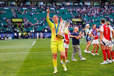 Manuela Zinsberger, UEFA Kadınlar Şampiyonlar Ligi 2025 final maçında Estadio Jose Alvalade 'de Arsenal FC Barcelona (Maciej Rogowski) ile görüldü.)