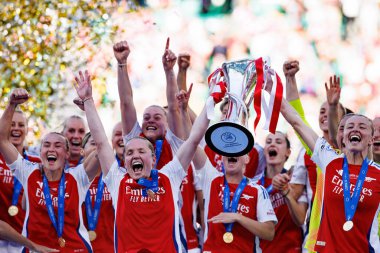 Arsenal 'in oyuncuları UEFA Kadınlar Şampiyonlar Ligi 2025 final maçında Estadio Jose Alvalade' de (Maciej Rogowski) Arsenal FC Barcelona ile FC Barcelona arasında görüldü.)