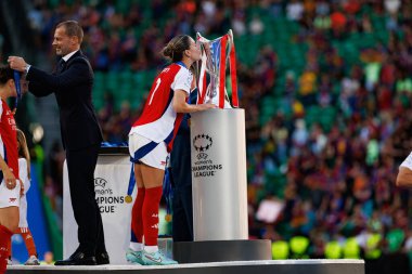 Stephanie Catley UEFA Kadınlar Şampiyonlar Ligi 2025 final maçında Estadio Jose Alvalade 'de Arsenal FC ve FC Barcelona arasında görüldü (Maciej Rogowski)