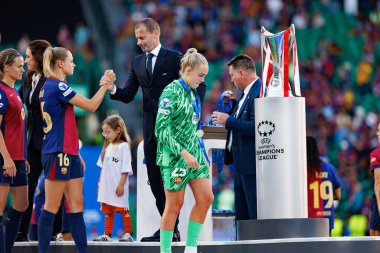 Ellie Roebuck UEFA Kadınlar Şampiyonlar Ligi 2025 final maçında Estadio Jose Alvalade 'de Arsenal FC ve FC Barcelona arasında görüldü (Maciej Rogowski)