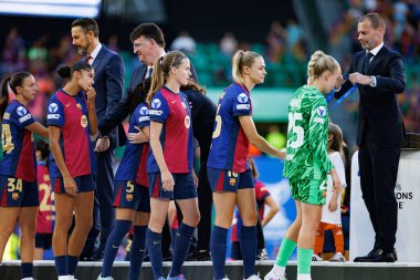 FC Barcelona 'nın oyuncuları UEFA Kadınlar Şampiyonlar Ligi 2025 final maçında Estadio Jose Alvalade' de Arsenal FC Barcelona (Maciej Rogowski)