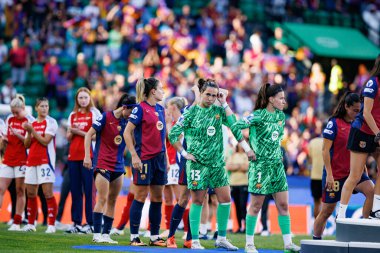 FC Barcelona 'nın oyuncuları UEFA Kadınlar Şampiyonlar Ligi 2025 final maçında Estadio Jose Alvalade' de Arsenal FC Barcelona (Maciej Rogowski)