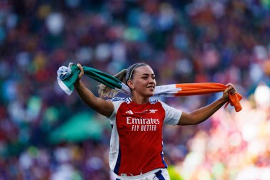 Katie McCabe UEFA Kadınlar Şampiyonlar Ligi 2025 final maçında Estadio Jose Alvalade 'de Arsenal FC ve FC Barcelona arasında görüldü.)