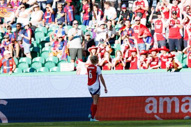 Leah Williamson UEFA Kadınlar Şampiyonlar Ligi 2025 final maçında Estadio Jose Alvalade 'de Arsenal FC ve FC Barcelona arasında görüldü.)