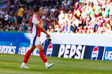 Lotte Wubben-Moy, UEFA Şampiyonlar Ligi 2025 final maçında Estadio Jose Alvalade 'de Arsenal FC ve FC Barcelona arasında görüldü.)