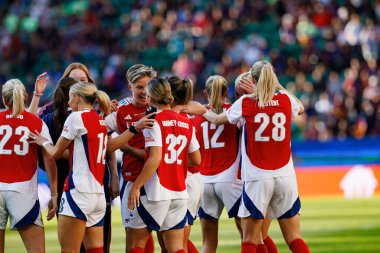 Arsenal 'in oyuncuları UEFA Kadınlar Şampiyonlar Ligi 2025 final maçında Estadio Jose Alvalade' de (Maciej Rogowski) Arsenal FC Barcelona ile FC Barcelona arasında görüldü.)