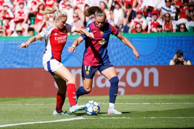 Leah Williamson ve Ewa Pajor, UEFA Şampiyonlar Ligi 2025 final maçında Estadio Jose Alvalade 'de Arsenal FC ve FC Barcelona arasında görüldü (Maciej Rogowski)