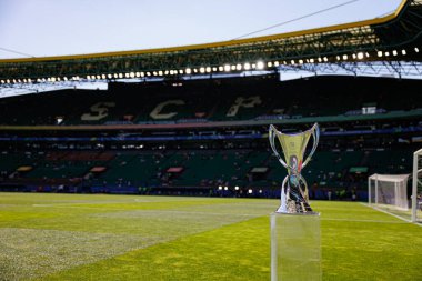 Estadio Jose Alvalade 'de Arsenal FC ve FC Barcelona (Maciej Rogowski) arasında oynanan UEFA Şampiyonlar Ligi 2025 final maçında görülen kupa.)