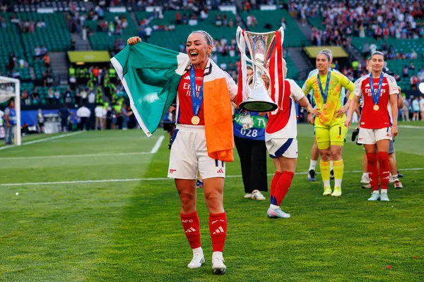 Kate McCabe UEFA Kadınlar Şampiyonlar Ligi 2025 final maçında Estadio Jose Alvalade 'de Arsenal FC ve FC Barcelona arasında görüldü (Maciej Rogowski)