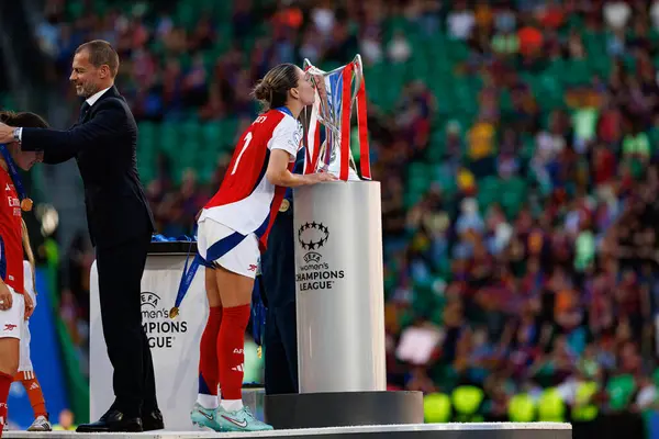 Stephanie Catley UEFA Kadınlar Şampiyonlar Ligi 2025 final maçında Estadio Jose Alvalade 'de Arsenal FC ve FC Barcelona arasında görüldü (Maciej Rogowski)