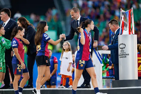 FC Barcelona 'nın oyuncuları UEFA Kadınlar Şampiyonlar Ligi 2025 final maçında Estadio Jose Alvalade' de Arsenal FC Barcelona (Maciej Rogowski)
