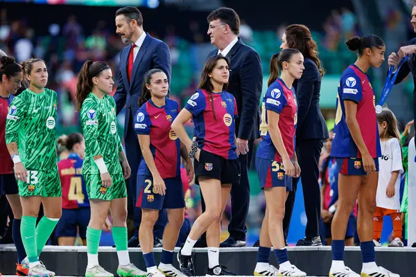 FC Barcelona 'nın oyuncuları UEFA Kadınlar Şampiyonlar Ligi 2025 final maçında Estadio Jose Alvalade' de Arsenal FC Barcelona (Maciej Rogowski)