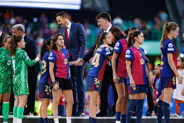 FC Barcelona 'nın oyuncuları UEFA Kadınlar Şampiyonlar Ligi 2025 final maçında Estadio Jose Alvalade' de Arsenal FC Barcelona (Maciej Rogowski)