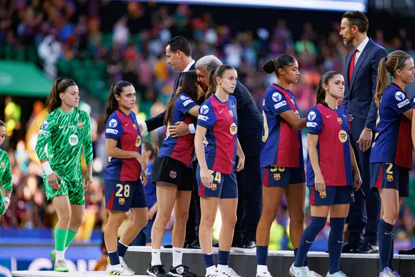 FC Barcelona 'nın oyuncuları UEFA Kadınlar Şampiyonlar Ligi 2025 final maçında Estadio Jose Alvalade' de Arsenal FC Barcelona (Maciej Rogowski)