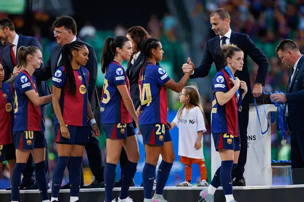 FC Barcelona 'nın oyuncuları UEFA Kadınlar Şampiyonlar Ligi 2025 final maçında Estadio Jose Alvalade' de Arsenal FC Barcelona (Maciej Rogowski)